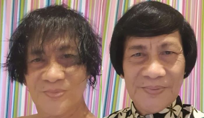 Kolase foto viral rambut Kak Seto sebelum dan sesudah dirapikan.