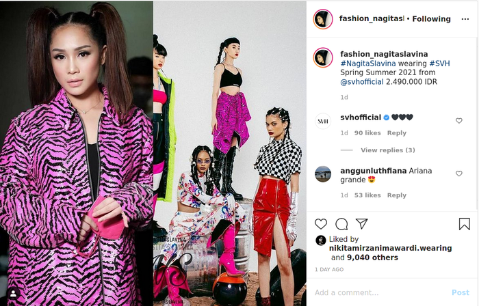 Tampil cetar dengan baju maung hanya dengan harga sekitar Rp 2,5 juta, Nagita Slavina banjir komentar.