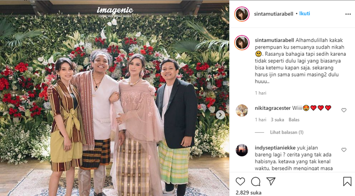 Unggahan foto dalam Instagram Sinta Mutiara.