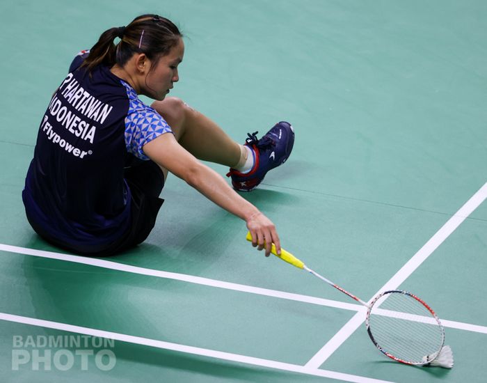 Pebulu tangkis tunggal putri Indonesia, Ruselli Hartawan, takluk dari Yeo Jia Min (Singapura) pada babak pertama Thailand Open II 2021 di Impact Arena, Bangkok, Thailand, 20 Januari 2021.