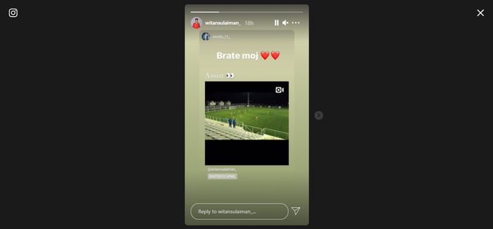 Unggahan Witan Sulaeman di Instagram usai mencetak gol perdana untuk Radnik Surdulica (21/1/2021).