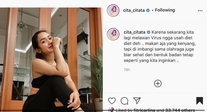 Unggahan foto dalam Instagram Cita Citata.