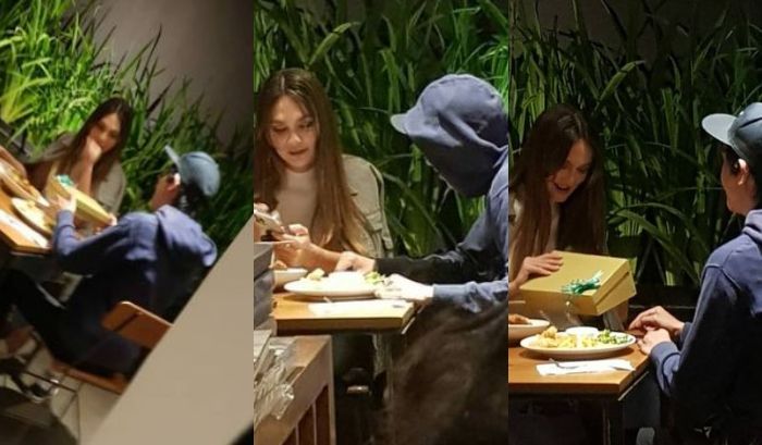 Kolase foto paparazi Luna Maya dan seorang pria yang diunggah oleh akun gosip, Lambe Turah.