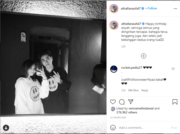 Athalla Naufal ucapkan selamat ulang tahun pada mantan kekasih, Aisyah.