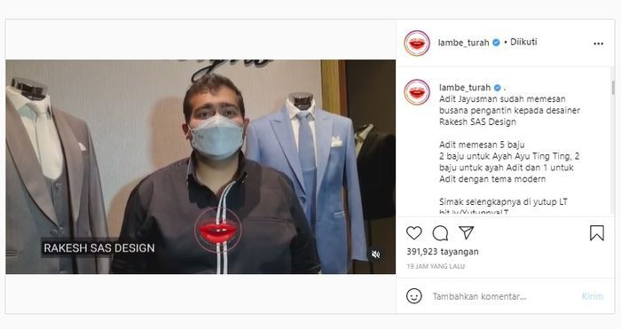 Desainer tempat Ayu Ting Ting dan Adit Jayusman memesan busana pengantin