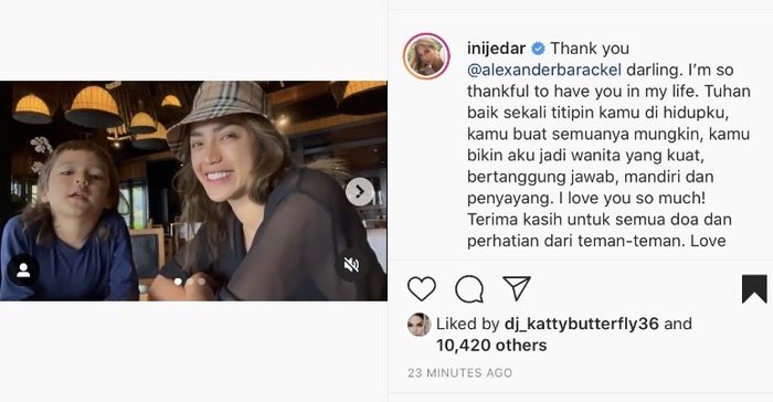 Tangkapan layar unggahan dalam Instagram Jessica Iskandar.