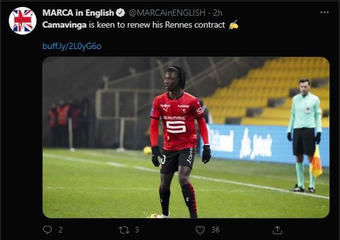 Gelandang tengah Rennes, Eduardo Camavinga.