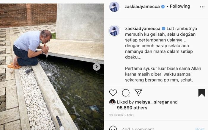 Zaskia Mecca memberi ucapan kepada ayahnya yang sedang berulang tahun 