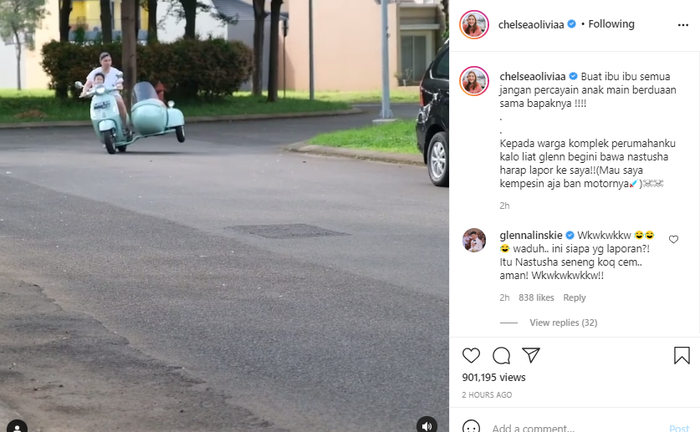 Tangkap layar unggahan Chelsea Olivia.