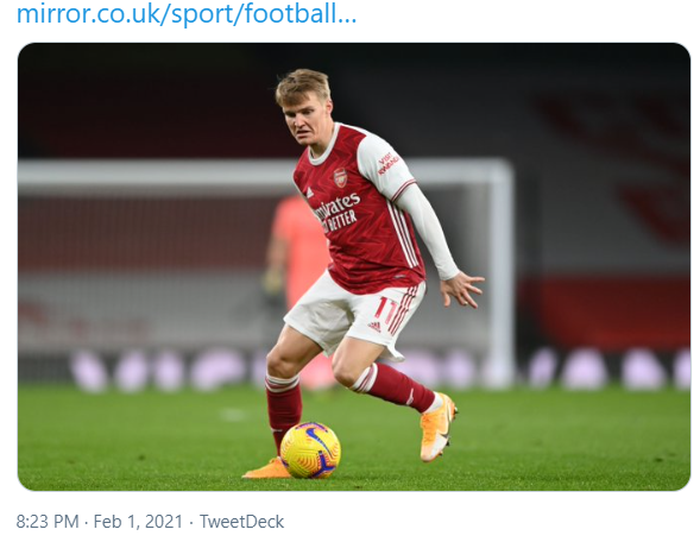 Pemain Real Madrid yang sedang dipinjamkan ke Arsenal, Martin Odegaard.