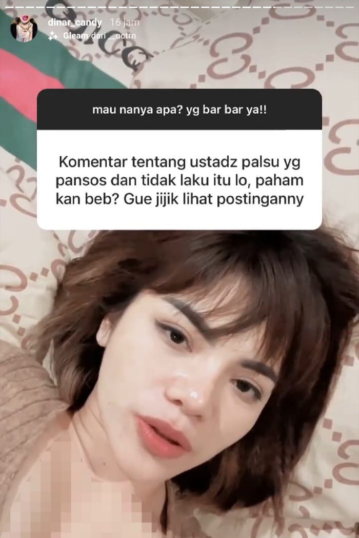 Postingan Dinar Candy yang sindir kelakuan Aldi Taher