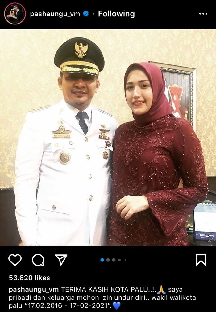 Pasha Ungu Pamit Undur diri dari jabatan Wakil Walikota Palu 