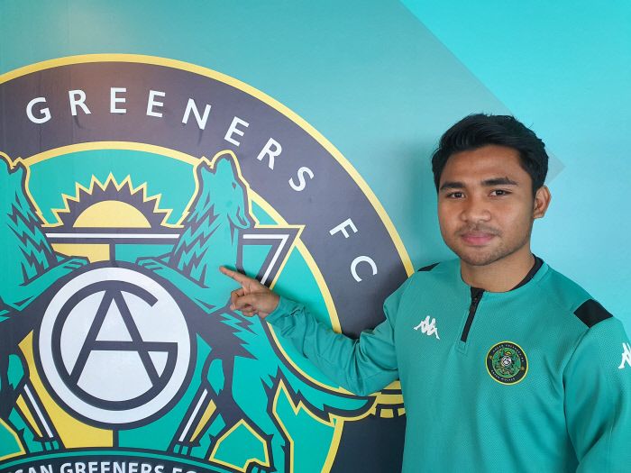 Asnawi Mangkualam bersama klub barunya, Ansan Greeners.