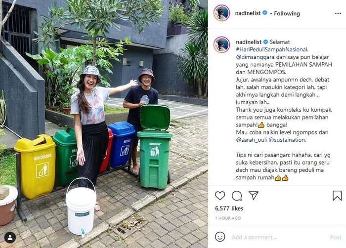 Nadine Chandrawinata memperingati Hari Peduli Sampah Nasional