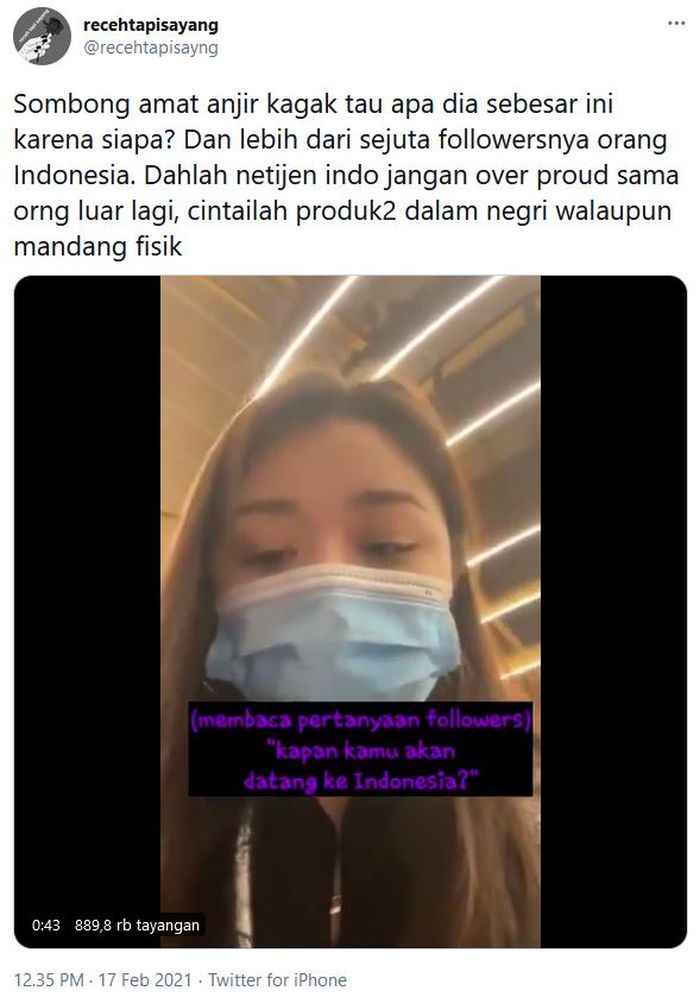 Video Dayana yang mengaku jika dirinya tidak butuh popularitas di Indonesia dan lebih memilih terkenal di Rusia
