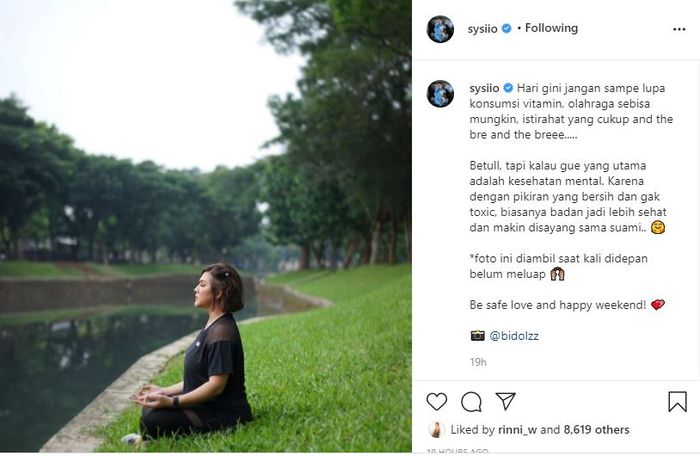 Melalui akun instagramnya, Sissy Prescillia ingatkan pentingnya menjaga kesehatan mental.
