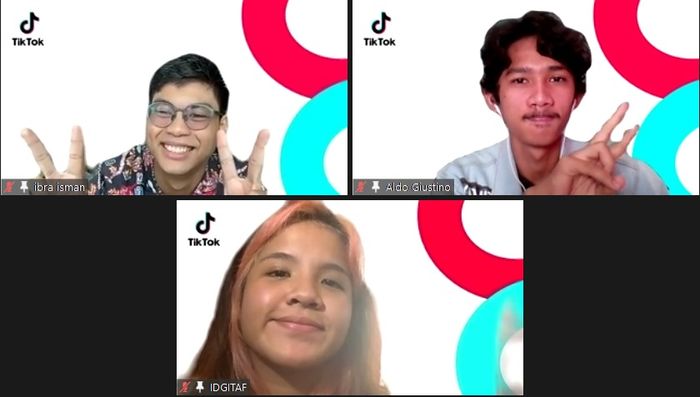 Ibra Isman, Aldo Giustino, Brigita Meilala pada Sesi Group Interview TikTok-1.