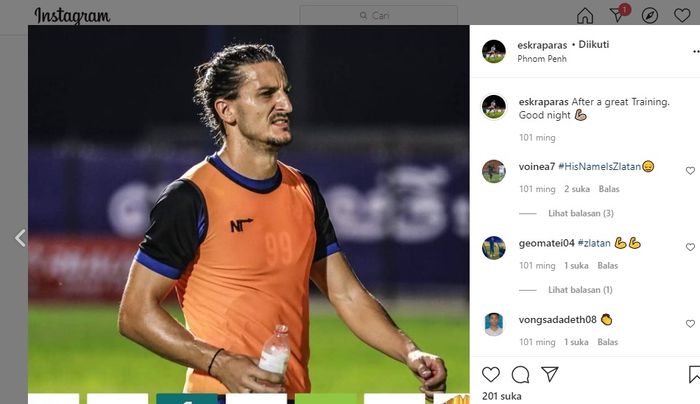 Warganet berkomentar dalam Instagram Evangelos Skrapras dengan menyebutnya dengan Zlatan Ibrahimovic.