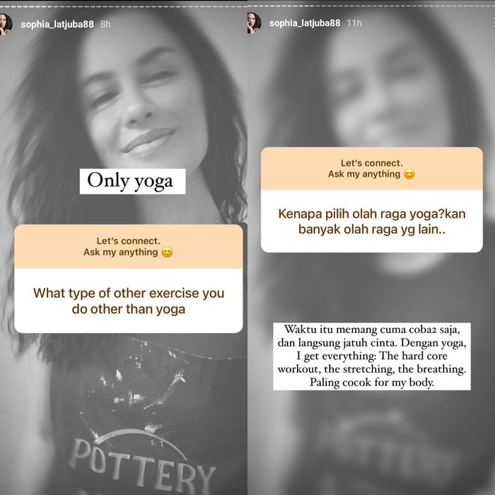 Sophia Latjuba mengadakan sesi Tanya Jawab di Instagram bersama penggemarnya.