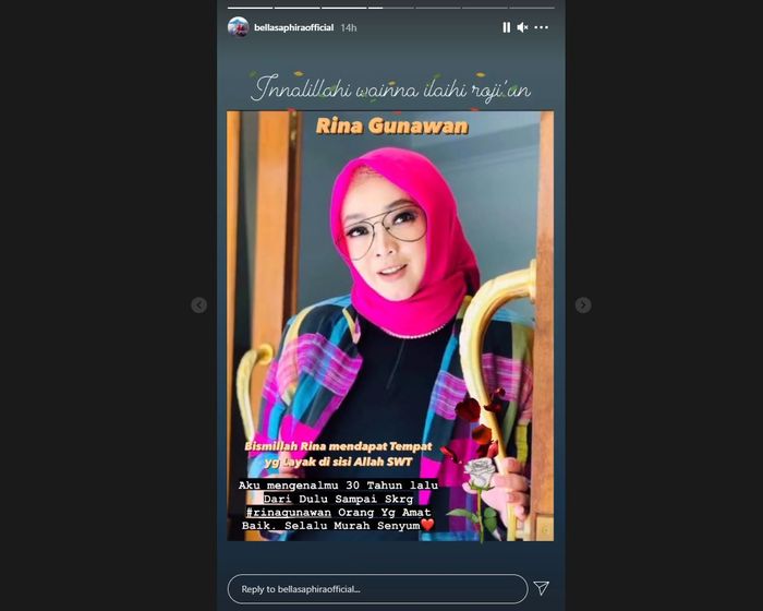 Bella Saphira ungkapkan duka usai Rina Gunawan meninggal dunia