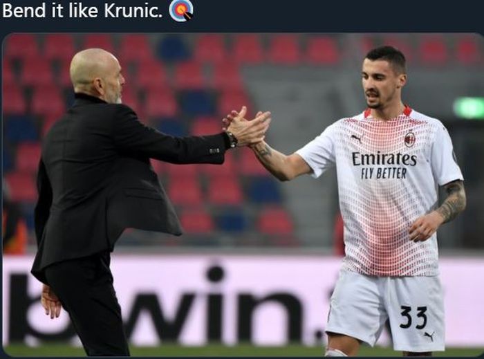 Rade Krunic dan pelatih AC Milan, Stefano Pioli.