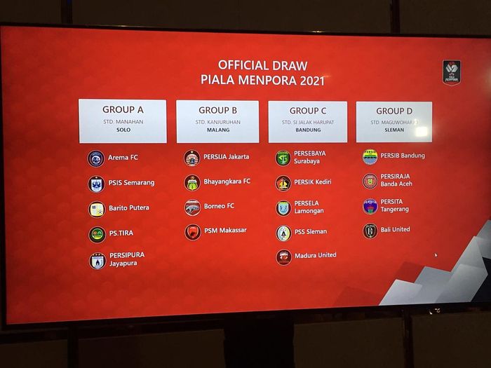 Hasil Drawing Piala Menpora 2021.