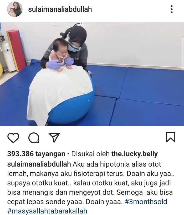 Unggahan Oki Setiana Dewi saat sang putra melakukan terapi.
