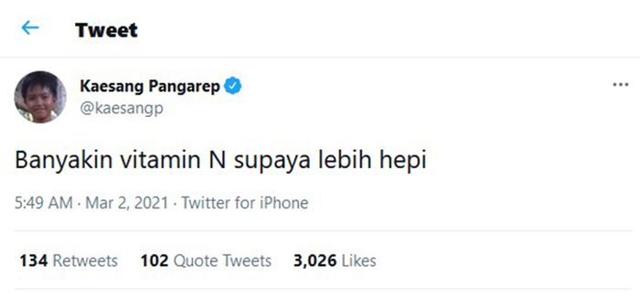 Kaesang Pangarep curhat soal Vitamin N