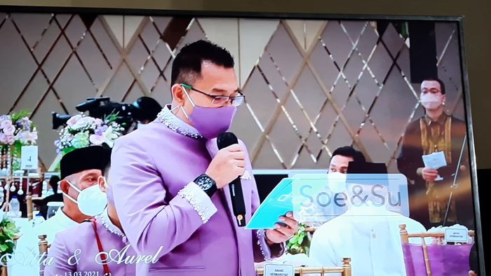 Anang Hermansyah saat prosesi lamaran Aurel Hermansyah dan Atta Halilintar, Sabtu (13/3/2021).