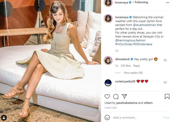Dimas Beck berikan panggilan istimewa saat berkomentar di unggahan Luna Maya