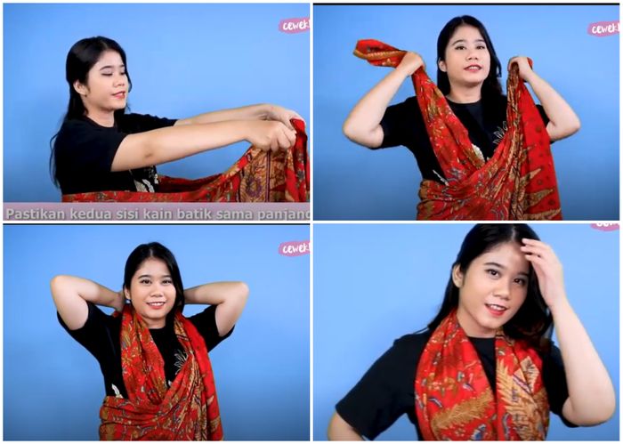 Step bikin halter neck dress dari kain batik