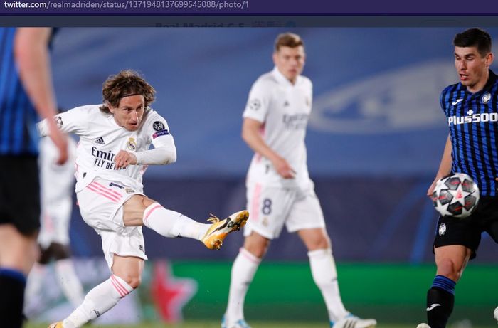 Aksi gelandang Real Madrid, Luka Modric, saat menjamu Atalanta pada laga leg kedua babak 16 besar Liga Champions 2020-2021 di Stadion Alfredo di Stefano, Selasa (16/3/2021) waktu setempat atau Rabu dini hari WIB.