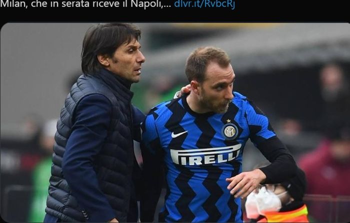 Christian Eriksen dan pelatih Inter Milan, Antonio Conte.