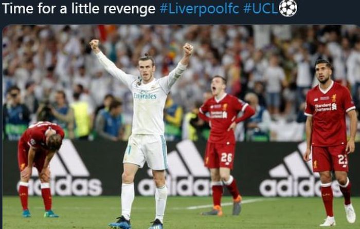 Reaksi Gareth Bale dalam partai final Liga Champions 2018 antara Real Madrid vs Liverpool.