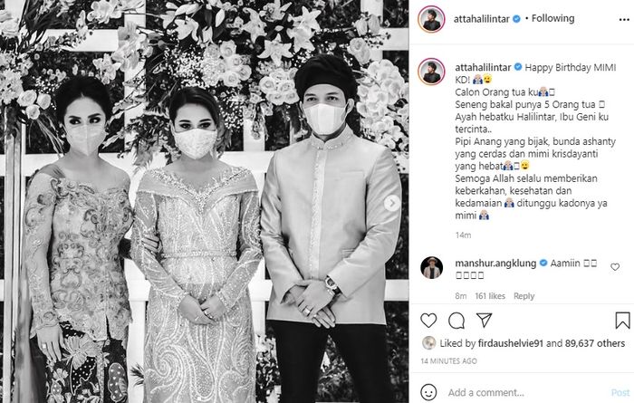 Unggahan Atta Halilintar di Instagram mengucapkan ulang tahun untuk KD.
