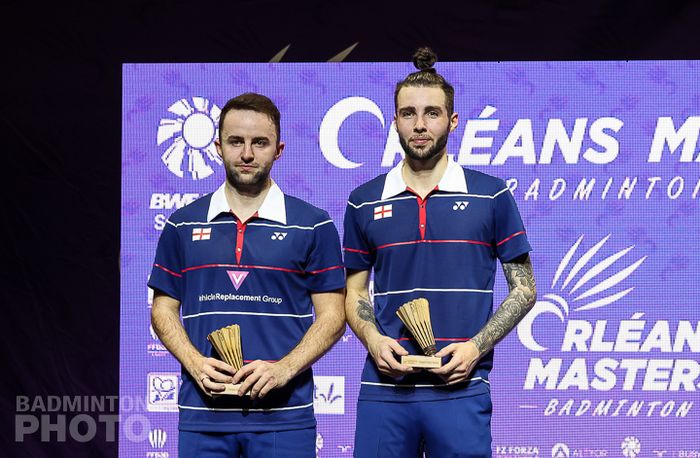 Pasangan ganda putra Inggris, Ben Lane/Sean Vendy, menjadi juara Orleans Masters 2021 usai memenangi laga final di Palais des Sports, Prancis, 28 Maret 2021.