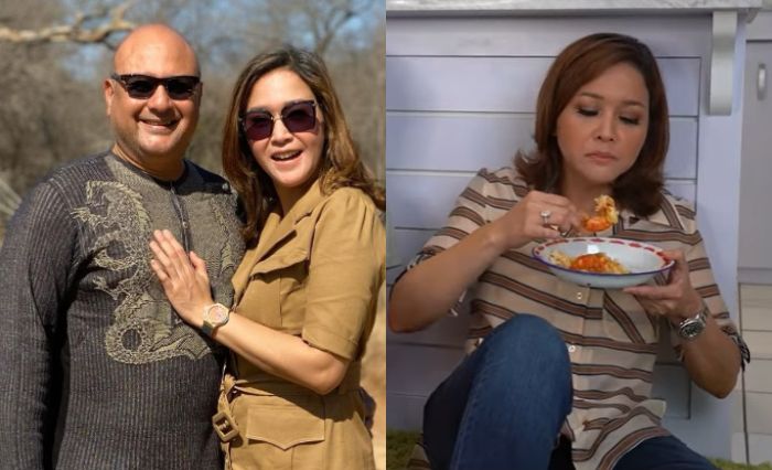 Aksi Maia Estianty makan lesehan di lantai bersama Farida Nurhan