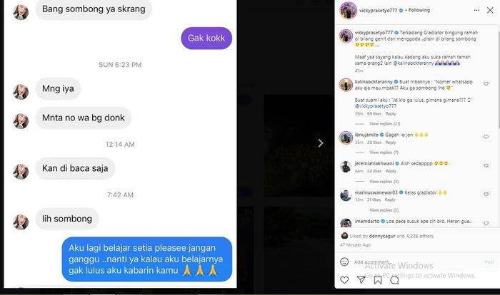 Unggahan Vicky Prasetyo di Instagram