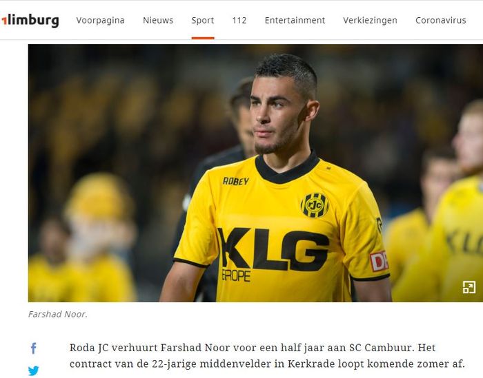 Farshad Noor saat berkostum klub Liga Belanda, Roda JC.