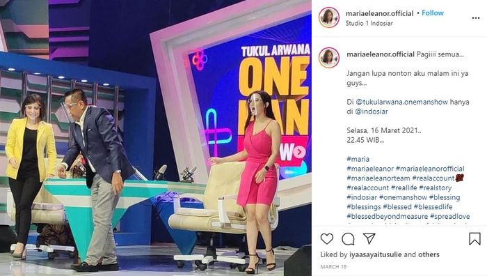 Marie Eleanor saat jadi bintang tamu acara tlakshow