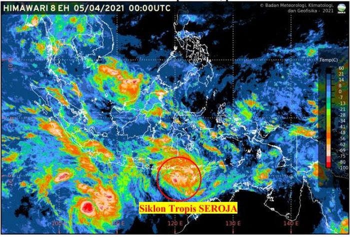 Siklon Tropis Seroja di dekat NTT.