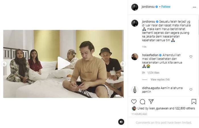 Jordi Onsu bagikan kabar timnya alami kecelakaan.