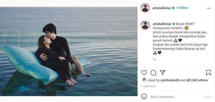Atta Halilintar pamit honeymoon dan bakal lanjut usai lebaran.