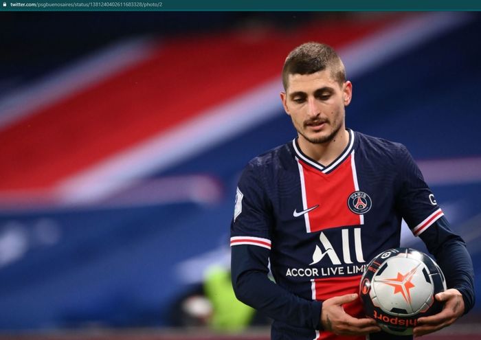 Gelandang tengah Paris Saint-Germain, Marco Verratti.