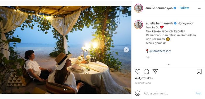 Ungkapan bahagia Aurel Hermansyah pertama kalinya jalani puasa bareng suami.