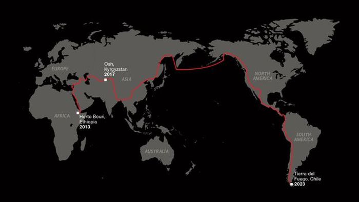Paul Salopek Out of Eden Walk dimulai di Afrika dan akan menempuh lebih dari 38.000 km di 36 negara.