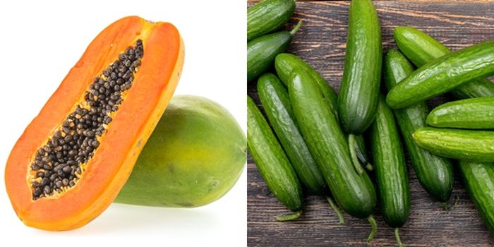 Masker wajah untuk kulit berjerawat: pepaya &amp; timun