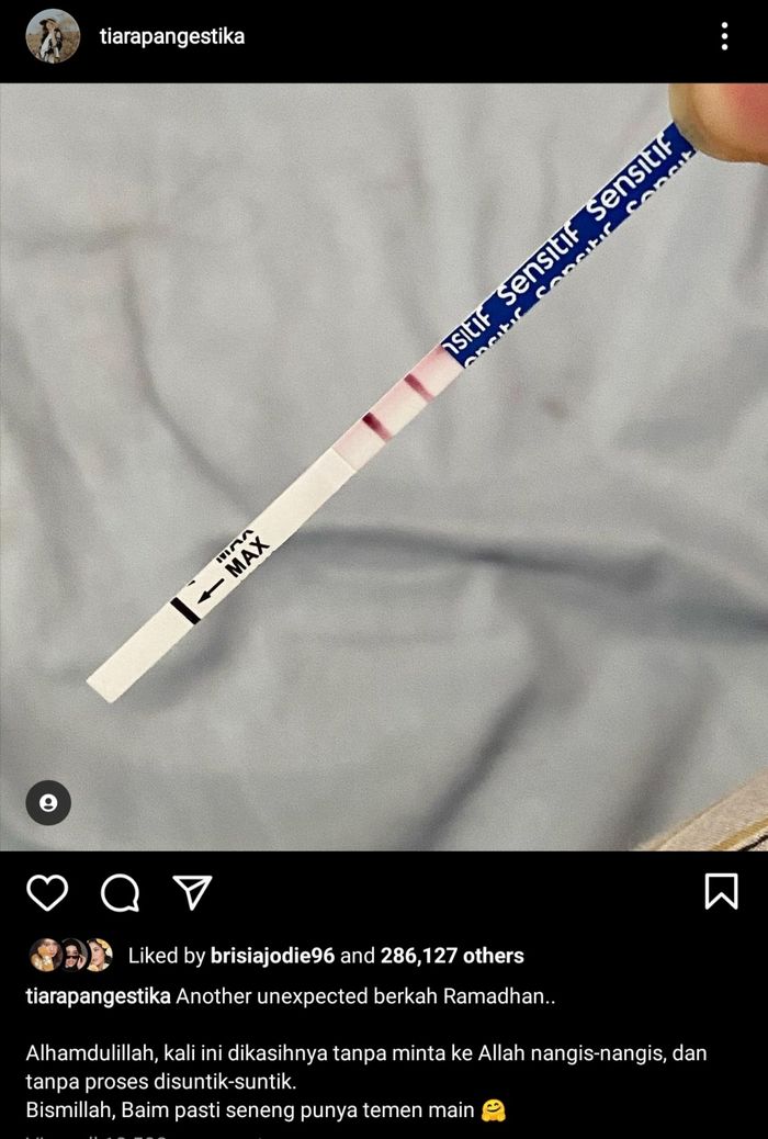 Tangkapan layar Instagram Tiara Pangestika.