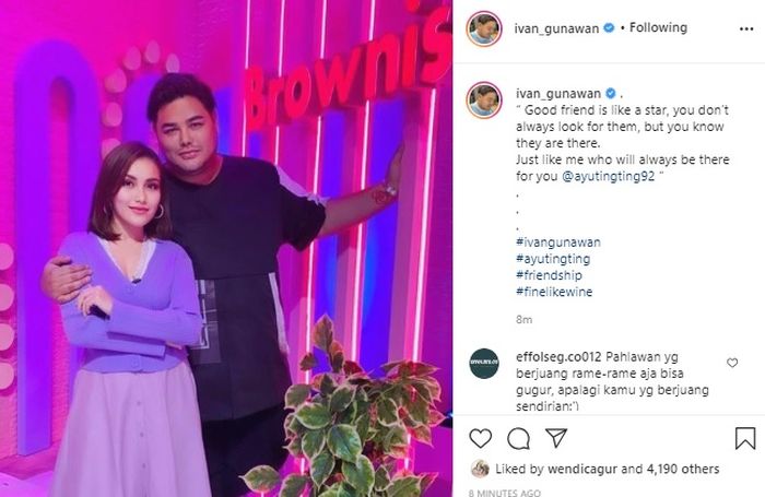 Unggahan Ivan Gunawan di Instagram