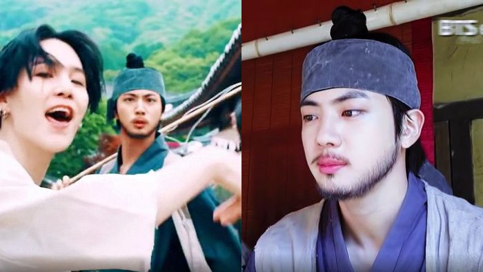 Kolase Foto Penampilan Jin Saat Jadi Cameo Video Musik Suga 'Daechwita'